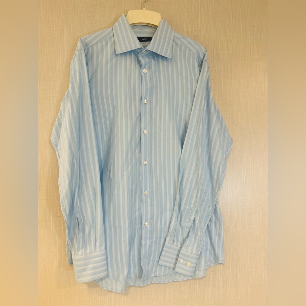 Hugo Boss Sky Blue Pinstripe Dress Shirt